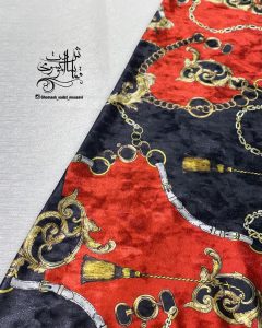 مخمل طرح دار ترک مدل هرمس مشکی قرمز